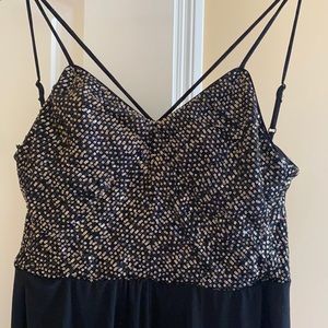 Black sequined top party jumpsuit